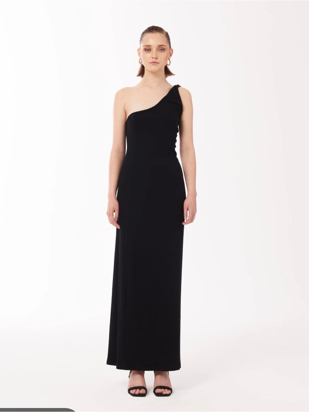 SOUR FIGS One Shoulder Twisted Strap Maxi Dress in Black‎ size 4 NWT